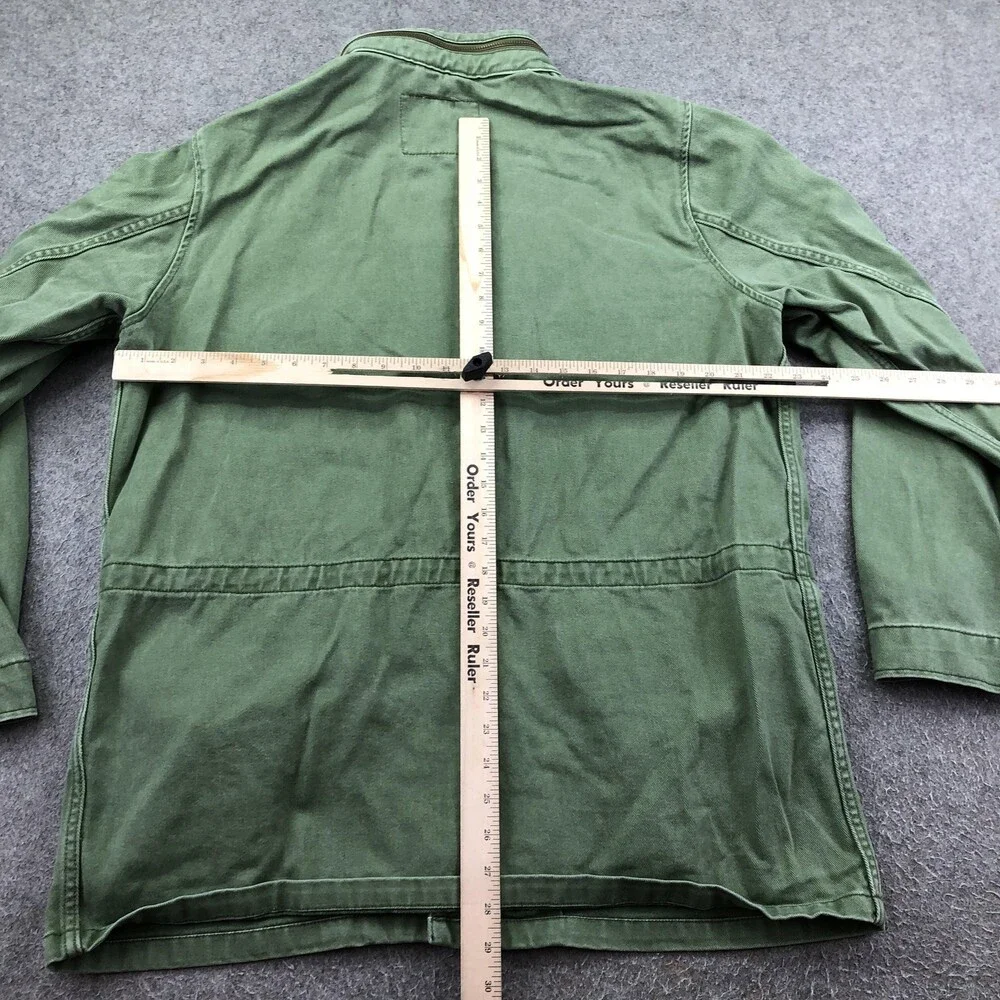 Levi's Jacket Mens XL Green Denim Zip Front Army Field Pockets Outdoor